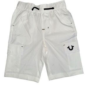 True Religion Boys White ripstop Sweat Shorts 8 Elastic Waistband skate‎ stretch